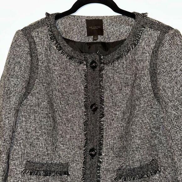 The Limited Women’s Gray Black Tweed Blazer Jacket Large EUC - Picture 3 of 12